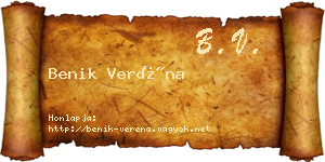 Benik Veréna névjegykártya